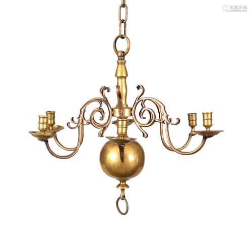 A Brass 6-light Chandelier