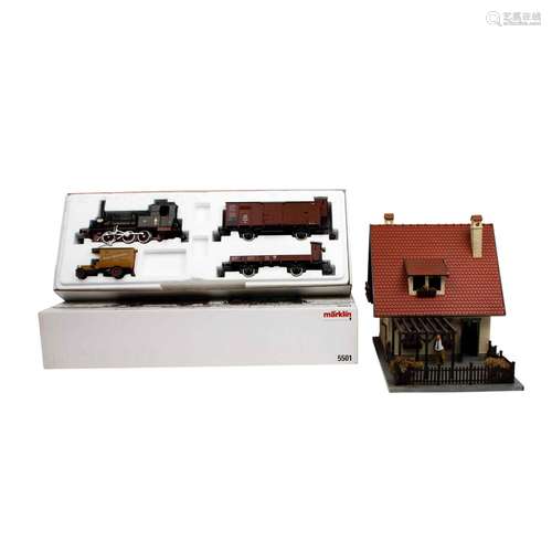 MÄRKLIN Güterzug-Set '5501' und POLA Gebäude, Spur 1,