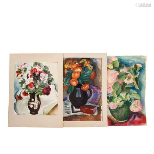 CZAKI-COPONY, GRETE (1893-1990), 3 Aquarelle "Blumen in...