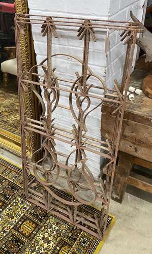 Three rectangular wrought iron panels, width 60cm, height 11...