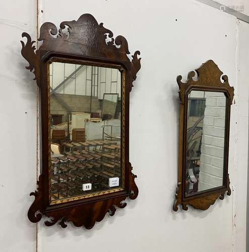 Two 18th century style fret frame wall mirrors, width 44cm, ...