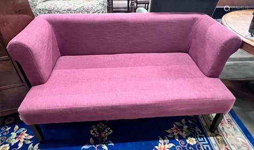 A contemporary Ambience settee upholstered in a plum fabric ...