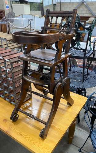 A late Victorian mahogany metamorphic childs high chair