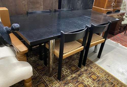 A 1970’s Habitat black ash rectangular dining table, length ...