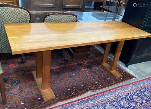 A bespoke rectangular cherrywood refectory table width 183cm...