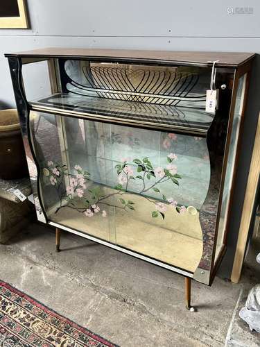 A 1950’s mirrored display cabinet, width 103cm, depth 30cm, ...