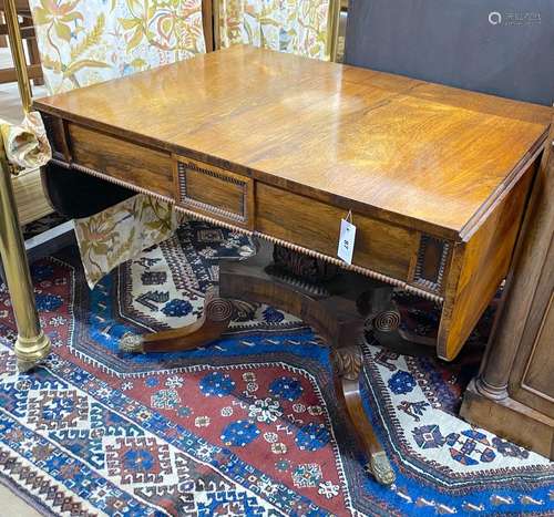 A Regency rosewood sofa table, width 92cm, depth 71cm, heigh...