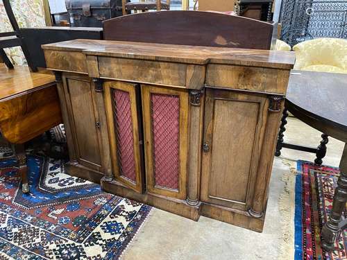 A Regency rosewood breakfront dwarf bookcase, width 140cm, d...