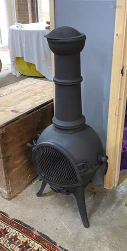 A cast metal chiminea, height 110cm