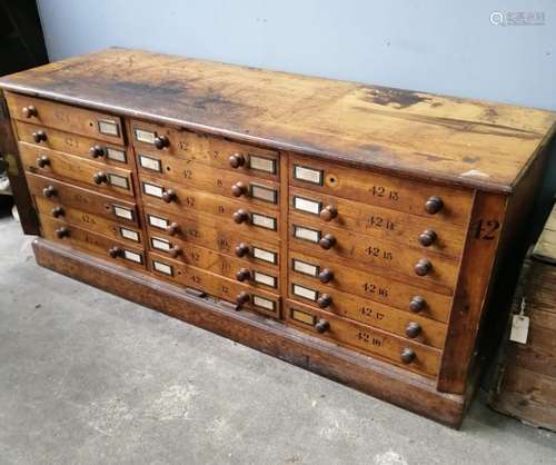 A large Victorian oak geological specimen cabinet, fitted 18...