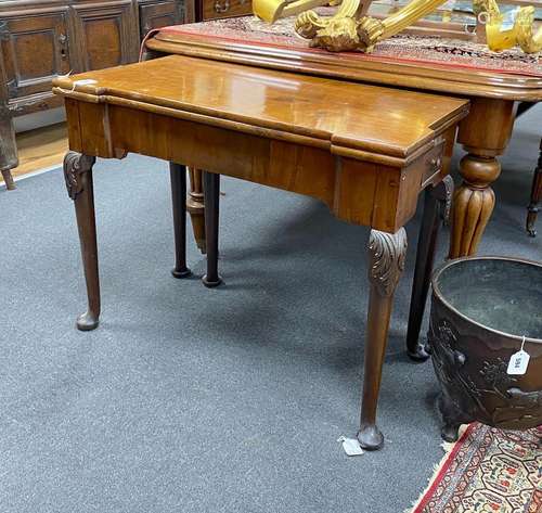 A George III mahogany folding card table, width 91cm, depth ...