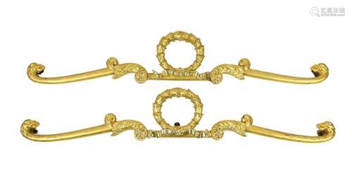 A pair of mid 19th century giltwood pediments, of laurel wre...