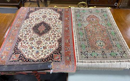 Two North West Persian part silk rugs, larger 150 x 103cm