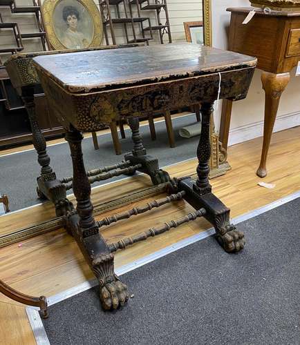 A Chinese export lacquer work table, width 62cm, depth 42cm,...