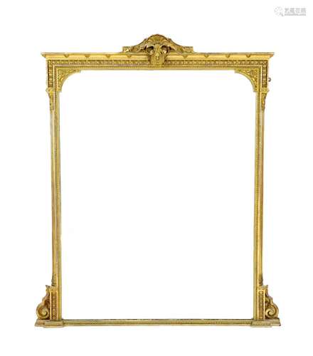 A Victorian giltwood and gesso overmantel mirror, with folia...