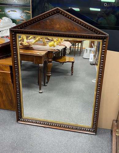 A George IV oak and pollard oak arched overmantel mirror wit...