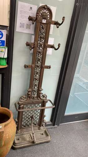 A Victorian Coalbrookdale cast iron hall stand, width 60cm, ...