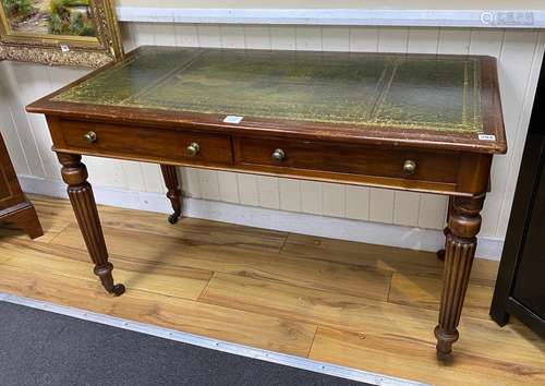 A George IV mahogany two drawer writing table, width 121cm, ...