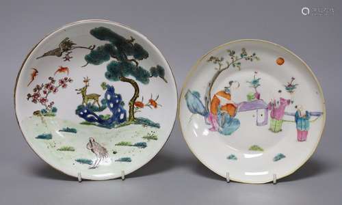 Two Chinese famille rose dishes, 19th century or later,large...