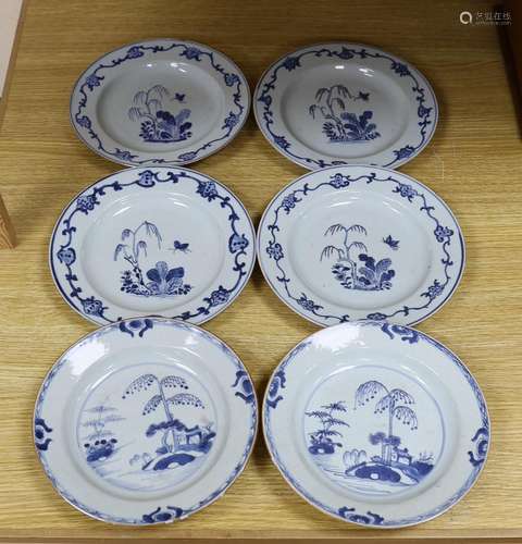 A set of four 18th century Chinese export blue and white pla...