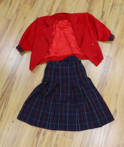 Two vintage Burberry items of clothing: a pleated skirt and ...