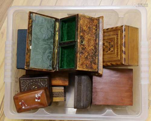 A selection of various boxes, to include a leather jewellery...