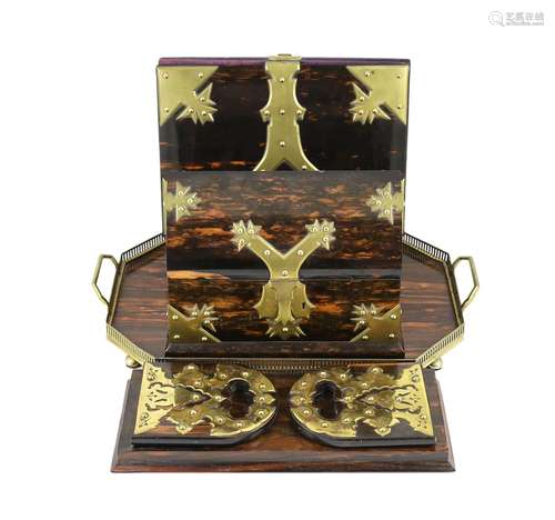 A Victorian brass mounted coromandel wood stationery casket ...