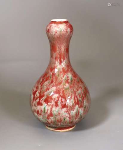 A Chinese flambe garlic neck vase,16 cms high,