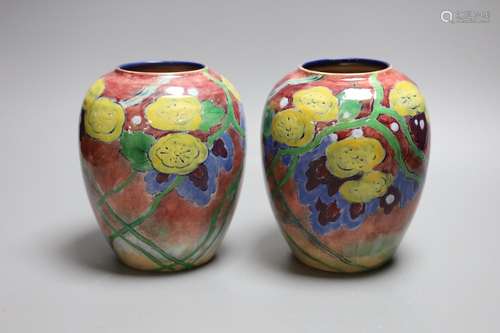 A pair of Royal Doulton floral vases by Frank Brangwyn D5162...