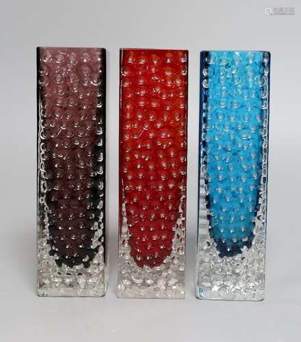 A trio of Whitefriars Nailhead vases, designed by Geoffrey B...