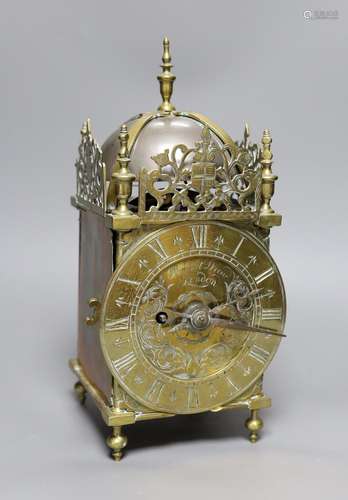 A brass lantern clock, signed Robert Drew, London, single fu...