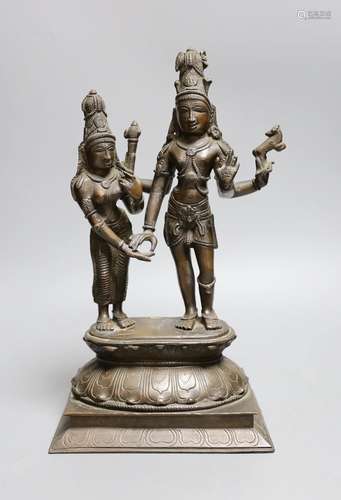 An Indian bronze group Shiva and Pavarti, early 20th century...