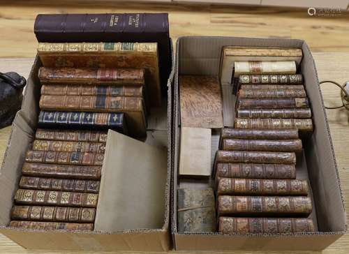 A selection of 18th and 19th century leather bound books