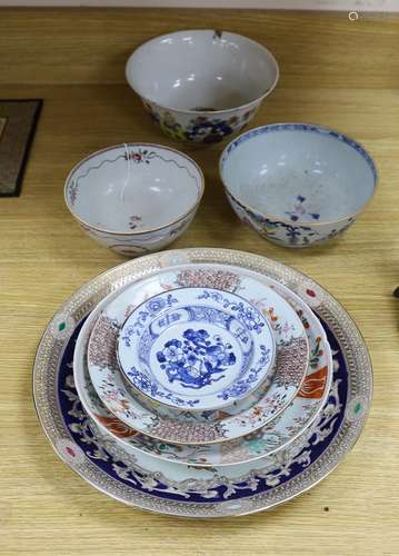 A group of 18th century and later Chinese enamelled and blue...