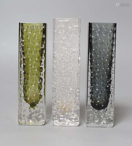 A trio of Whitefriars Nailhead vases, model 9683, designed b...