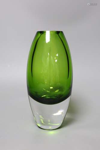 A Murano green glass vase, in Flavio Poli style, 23.5cms hig...