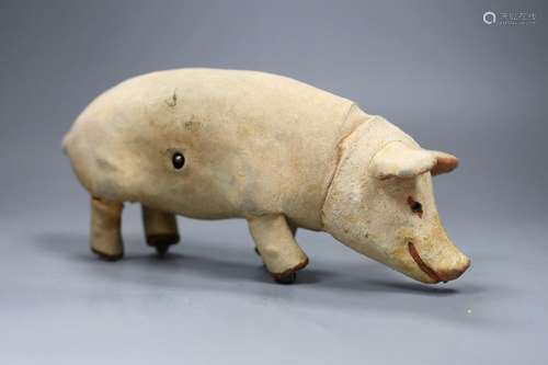 A Roullet & Decamps clockwork walking pig,28cms long, Oi...