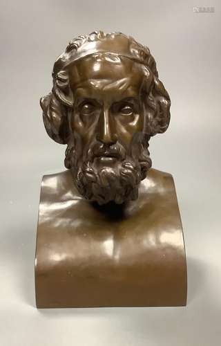 F. Barbedienne bronze bust of Homer, late 19th century, 21 c...