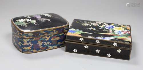 A Japanese silver wire cloisonne enamel box and cover, Meiji...