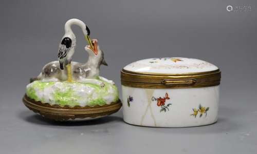 Two Continental porcelain snuff boxes circa 1900, one a nove...