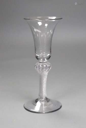 A knopped air twist stem fluted glass, 18th century, 15.5cm ...