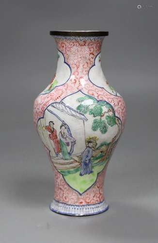 A Chinese Canton enamel vase, Qianlong mark, late 18th / 19t...