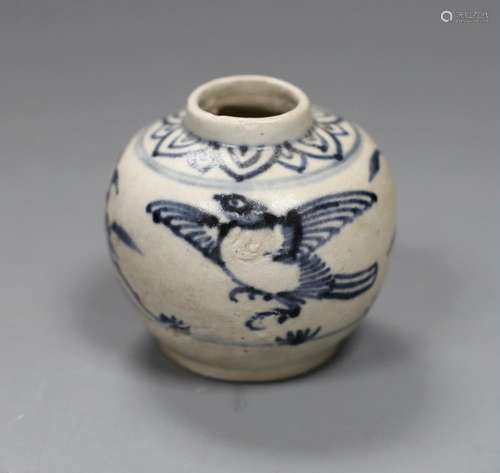 An Annamese blue and white jarlet, Hoi An Cargo,6cms high,