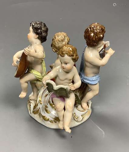 A Meissen group of four putti musicians, late 19th century, ...