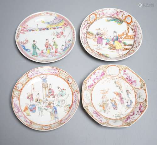 A group of four 18th century Chinese export famille rose sau...