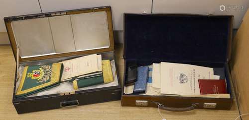 A collection of Masonic medals, cuffs and ephemera anda W Ma...