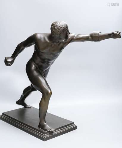 After the antique, a large bronze figure of a gladiator, fou...