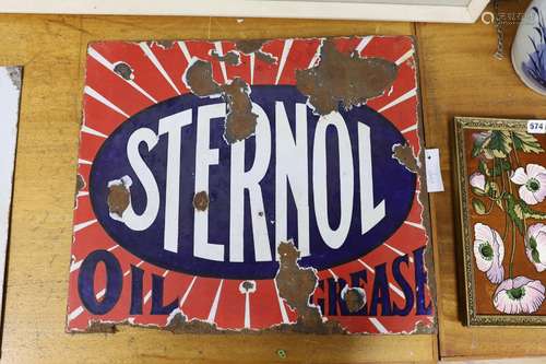 A Sternol oil and grease enamel advertising sign, 45 x 53cm