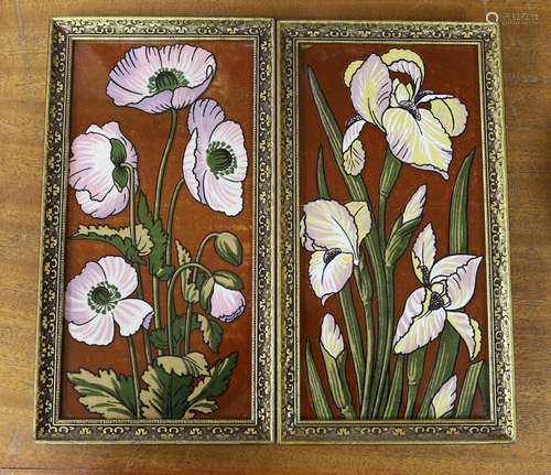 A pair of late 19th century Aesthetic pottery tile panels, 3...