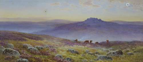 John Barrett (1822-1893), watercolour, Evening light, Dartmo...